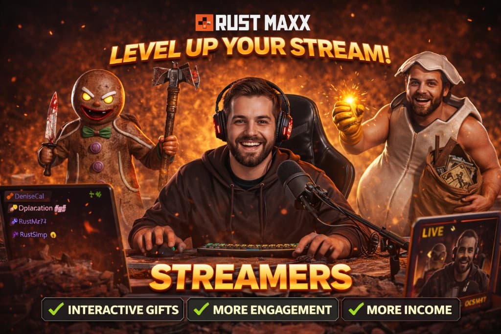 RustMaxx for streamers — level up your stream with interactive gifts, engagement, and income