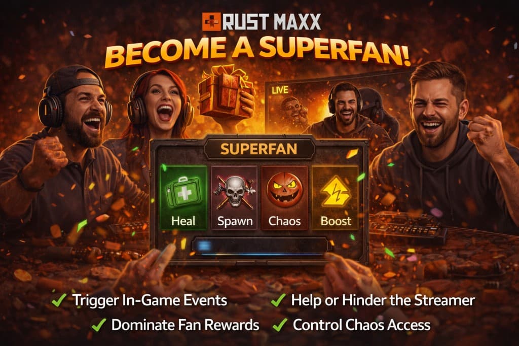 Become a Superfan — trigger in-game events, help or hinder the streamer, fan rewards, chaos access